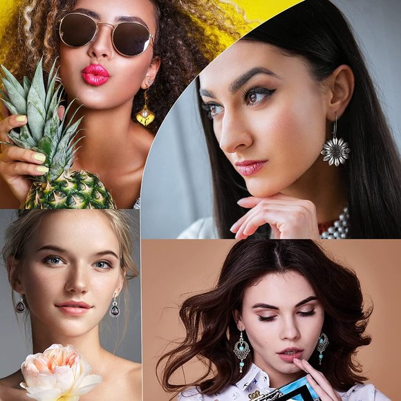 New 16 Pairs Crystal Drop Dangle Earrings Multi-shaped Quartz Stone Earrings - Picture 5 of 5